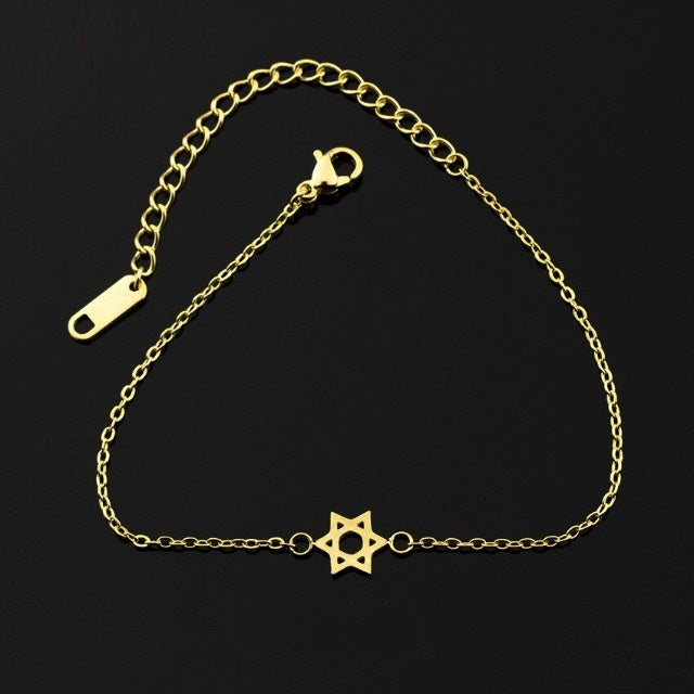 Hexagram Bracelet Star of David Judaism Gold Chain Bracelet