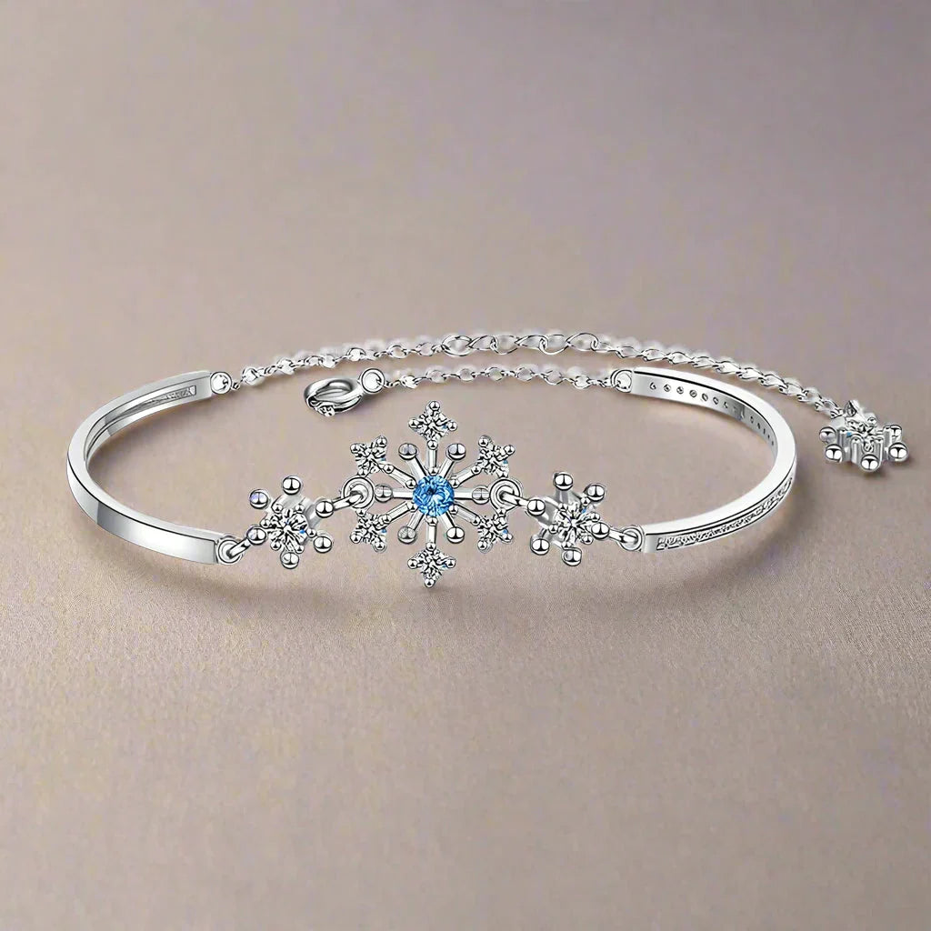 Winter Snowflake Chain Bracelet for Women Silver