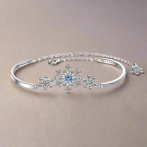 Winter Snowflake Chain Bracelet for Women Silver