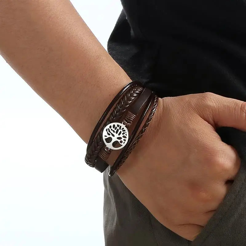Men's Leather Bracelet Tree of Life style 4