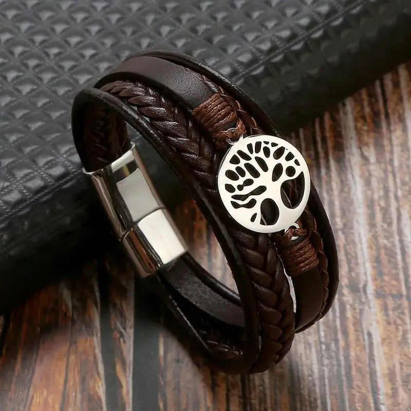 Men's Leather Bracelet Tree of Life style 4