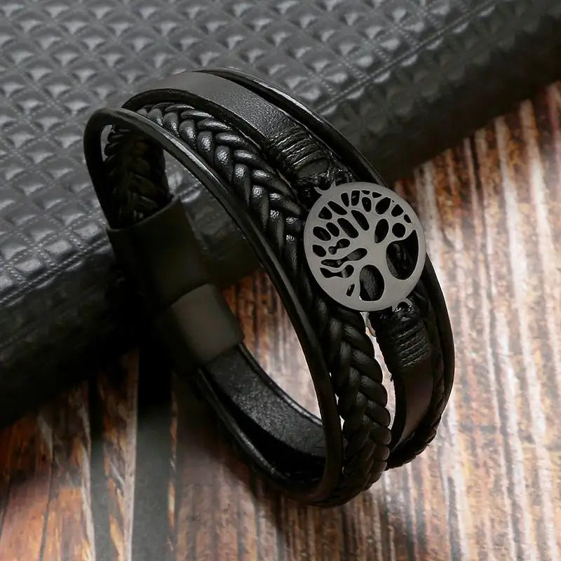 Men's Leather Bracelet Tree of Life style 2