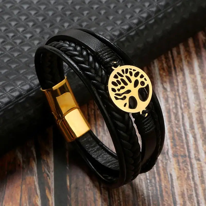 Men's Leather Bracelet Tree of Life style 3