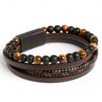 Men's Gourmet Tiger Eye Leather Bracelet