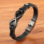 Black Leather Infinity Bracelet