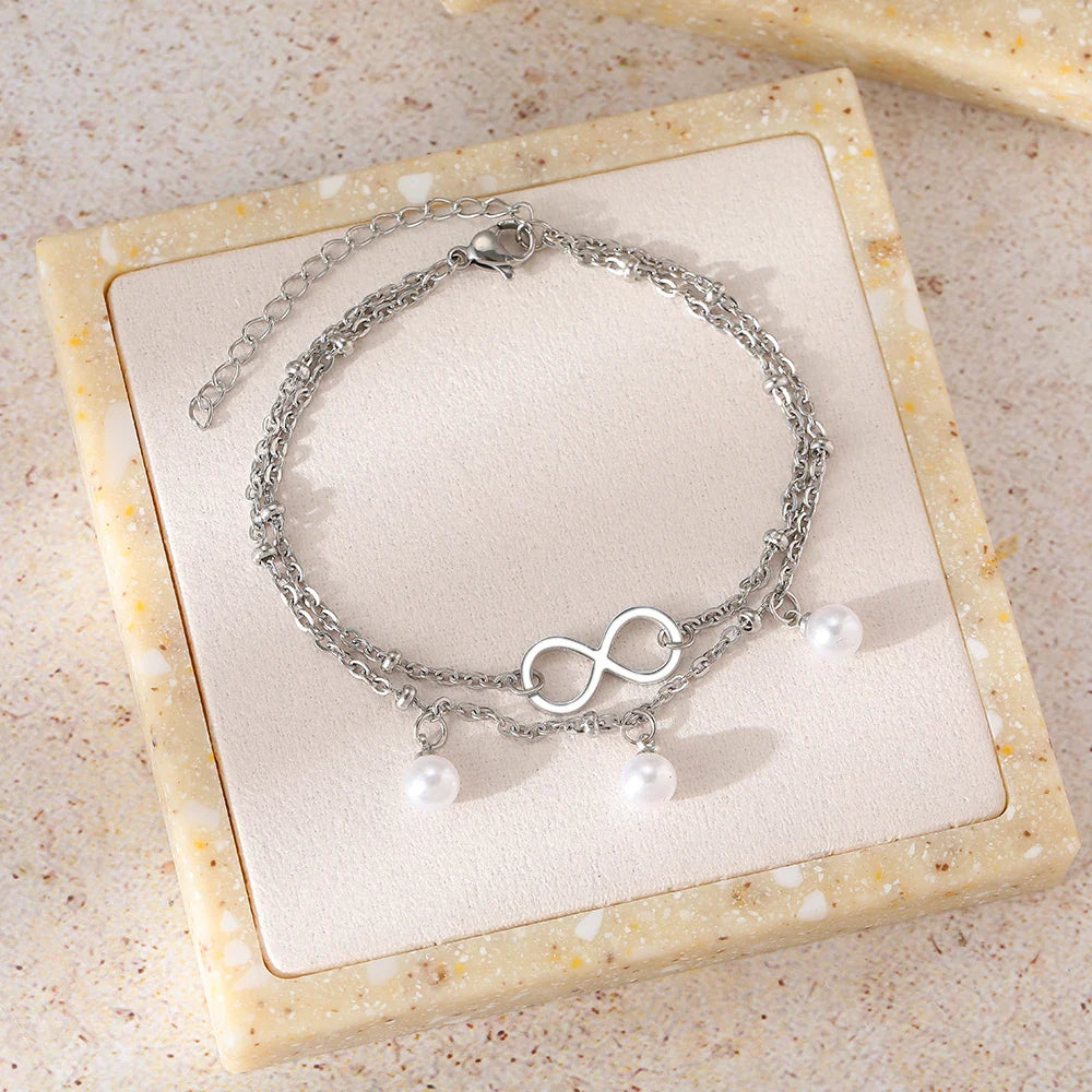 Infinity Pearl Bracelet silver