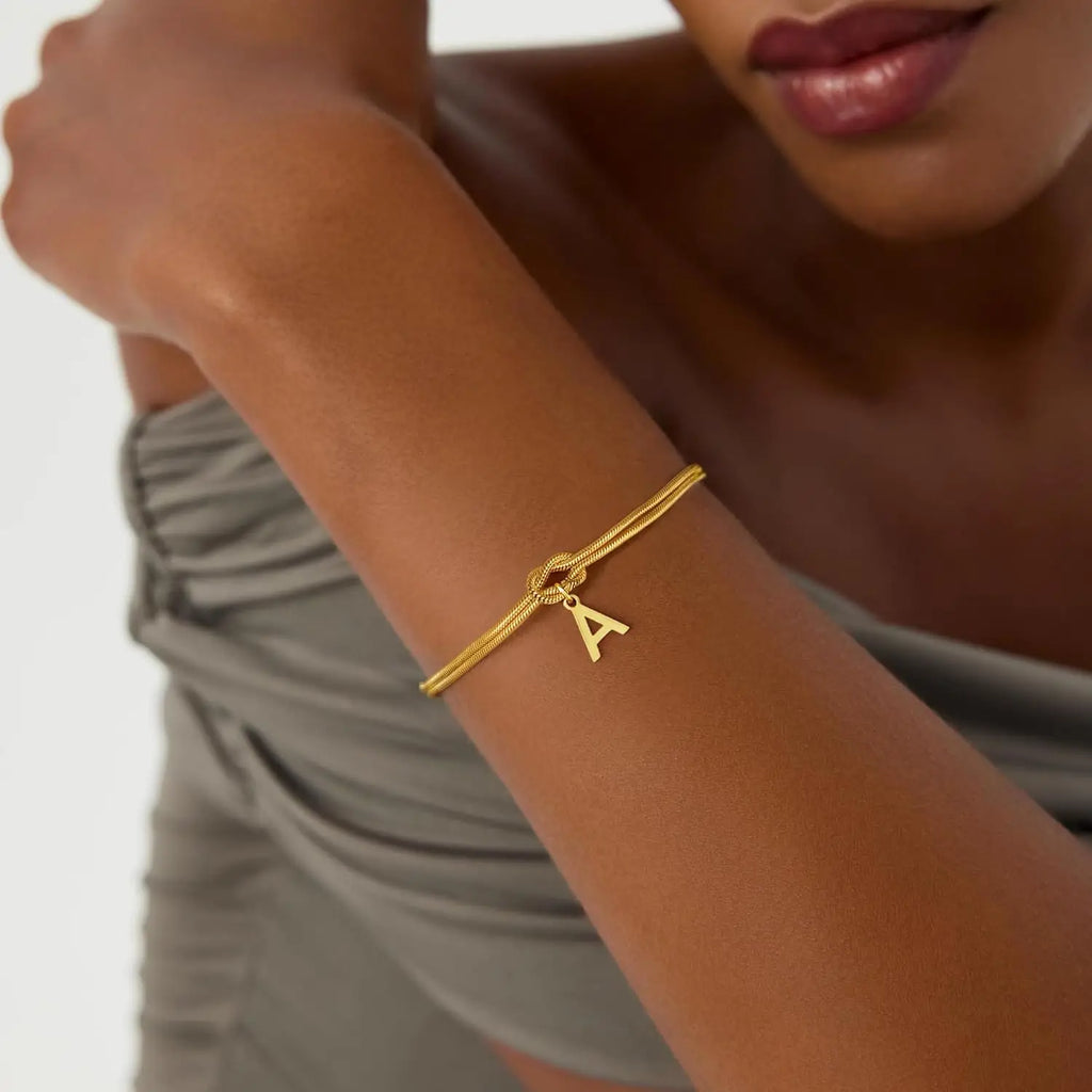 Initial and knot letter bracelet