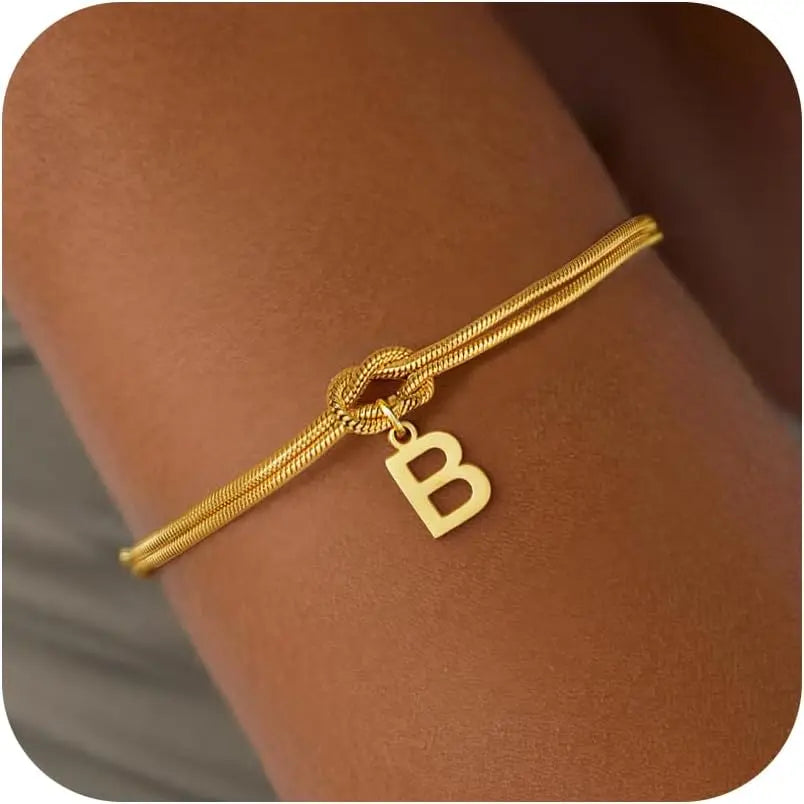 Initial and knot letter bracelet