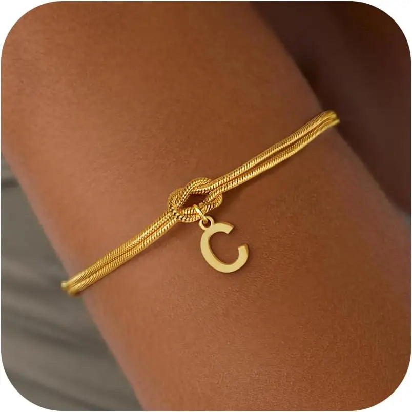 Initial and knot letter bracelet