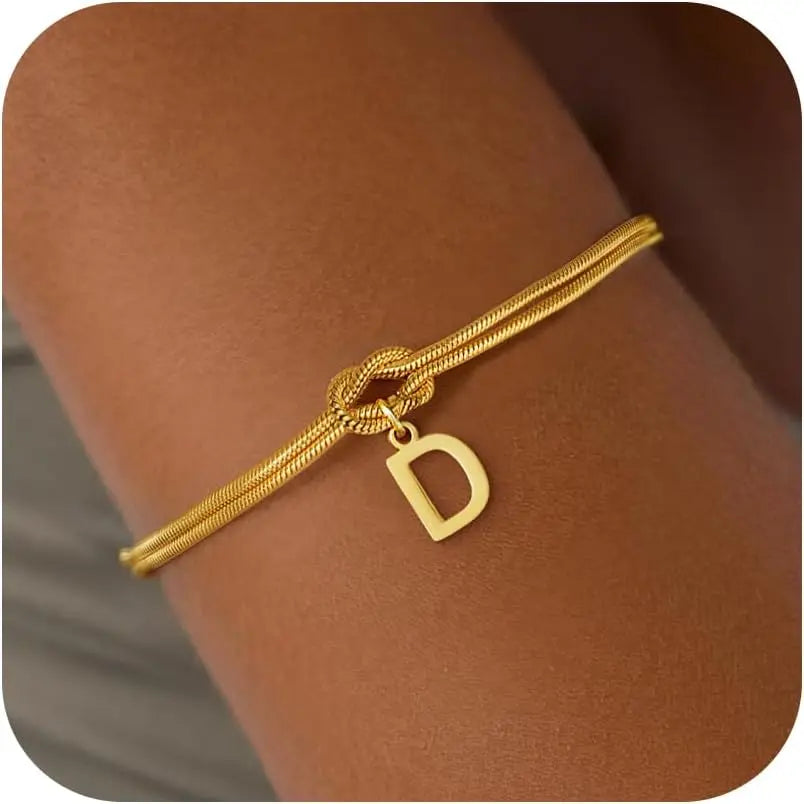 Initial and knot letter bracelet