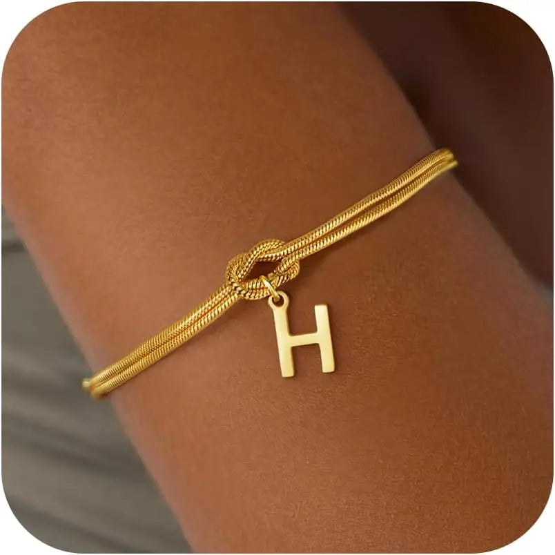Initial and knot letter bracelet