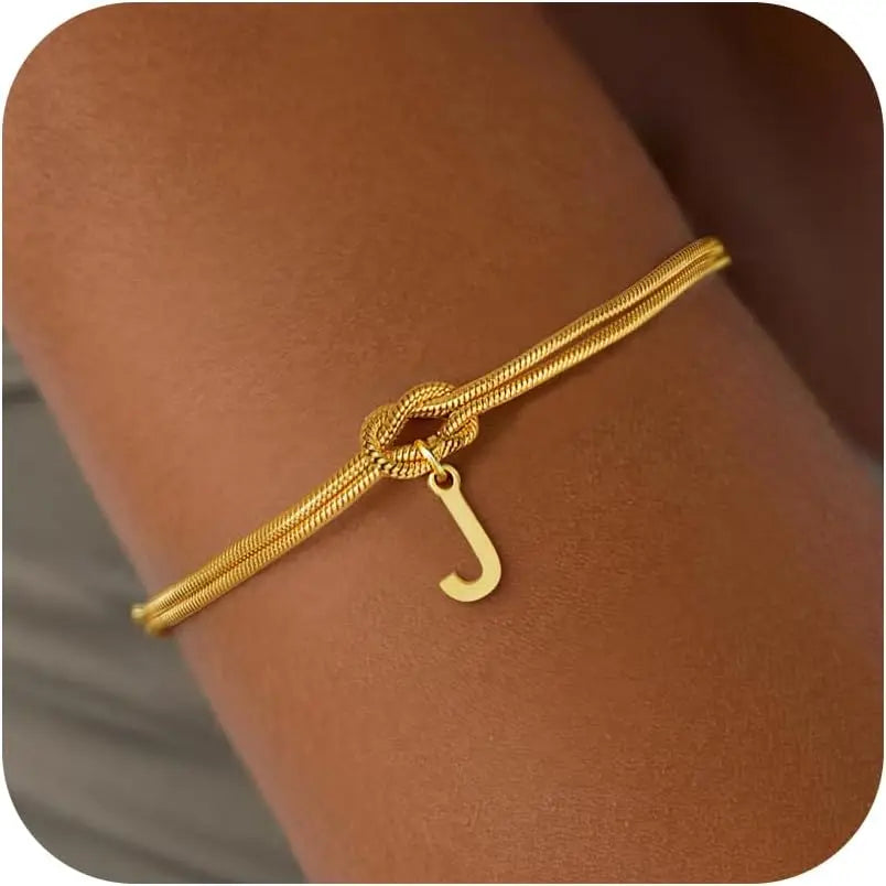 Initial and knot letter bracelet