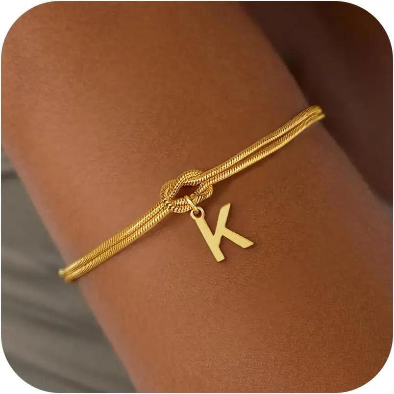 Initial and knot letter bracelet