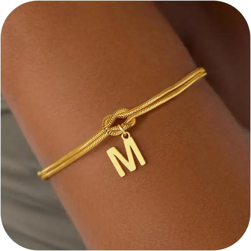 Initial and knot letter bracelet