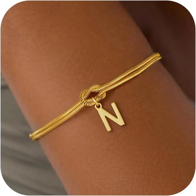 Initial and knot letter bracelet