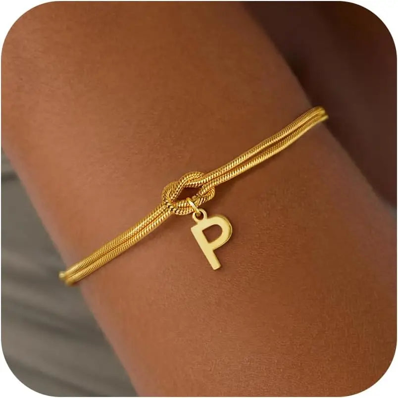 Initial and knot letter bracelet