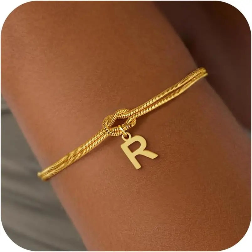 Initial and knot letter bracelet