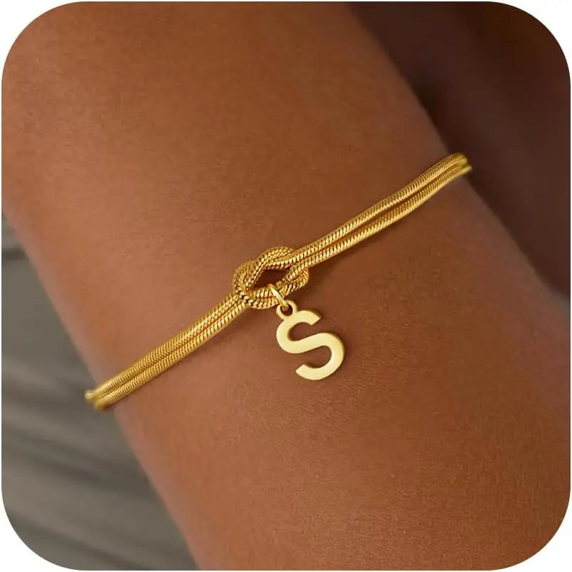 Initial and knot letter bracelet