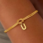 Initial and knot letter bracelet