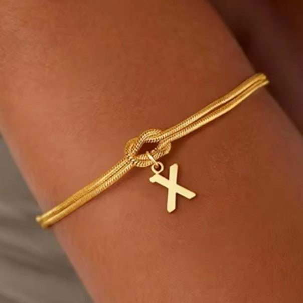 Initial and knot letter bracelet