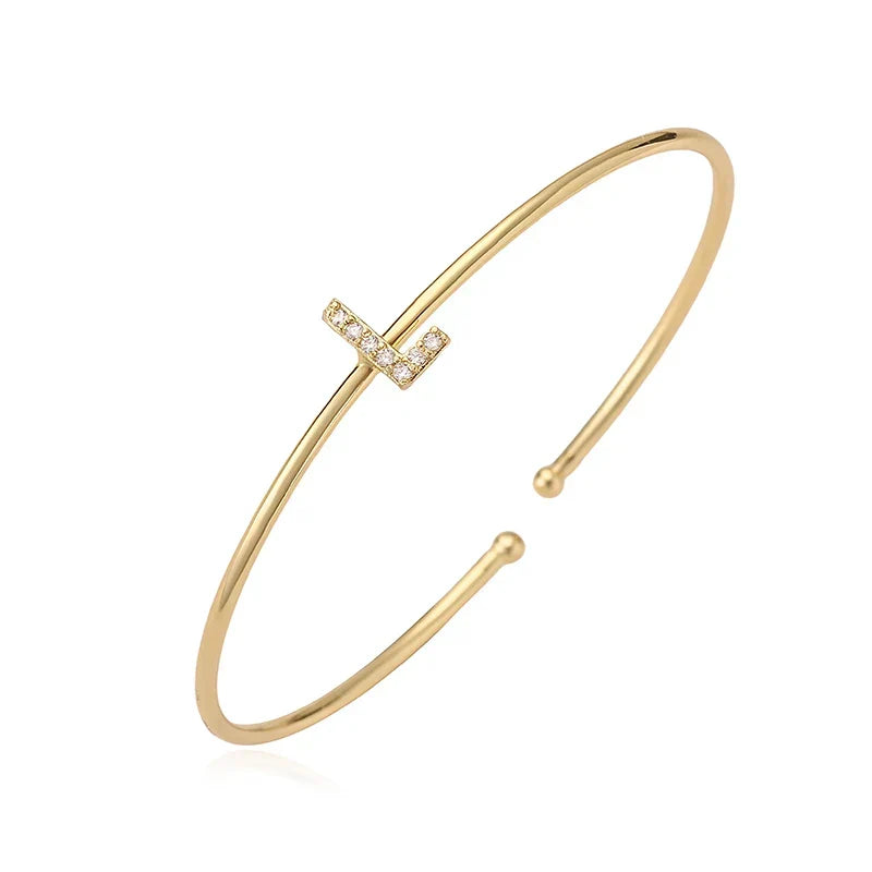 Minimalist initial bracelet l