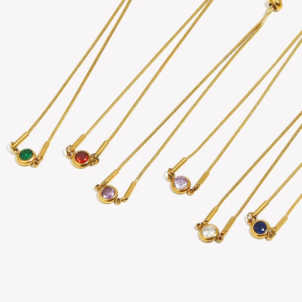 Bangle bracelet with colored birthstone