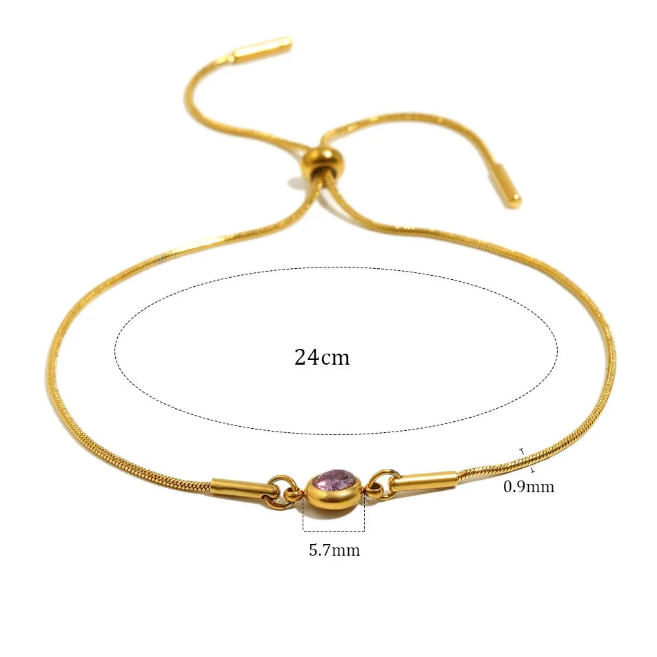 Bangle bracelet with colored birthstone