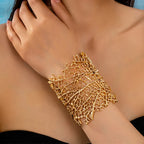 Wide Coral Bracelet for Women gold