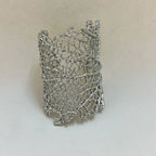 Wide Coral Bracelet for Women silver