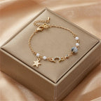Moon and Star Bracelet Women Grey Stars Chain Bracelet
