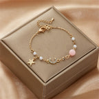 Moon and Star Bracelet Women Pink Stars Chain Bracelet