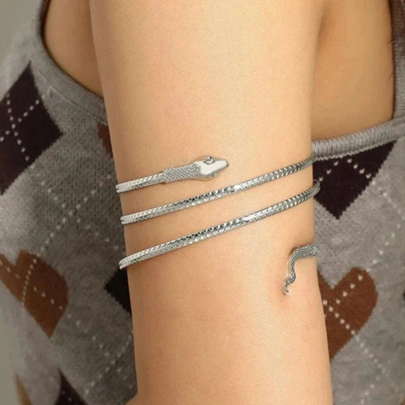 Women's Snake Cuff Bracelet Reptile Silver