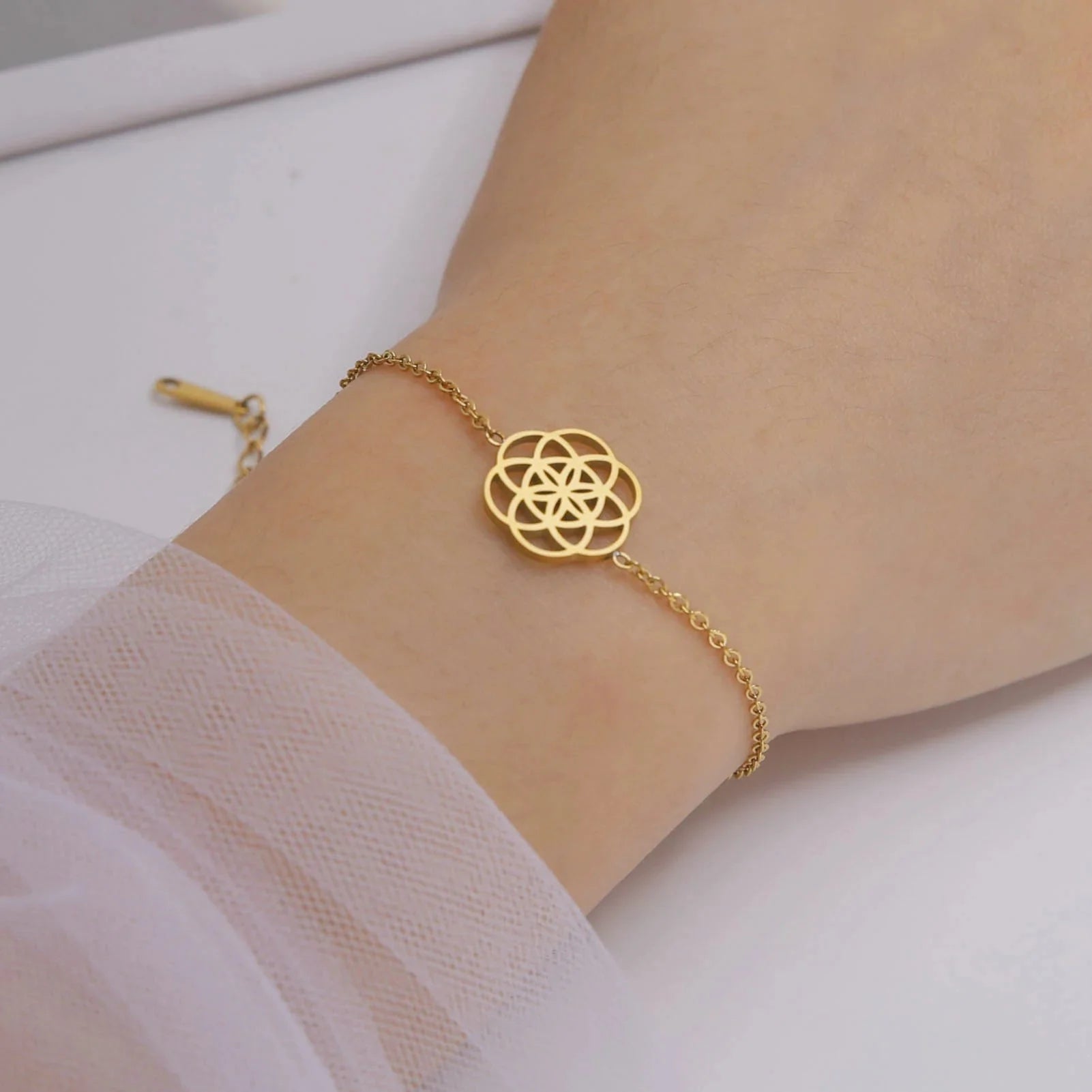 Mandala Sacred Geometry Bracelet Women gold