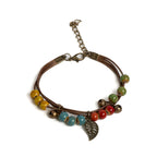 Brown Bracelet with Autumn Leaf