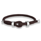 Modern braided cord bracelet with brown knot