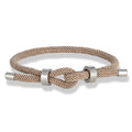 Modern braided cord bracelet with beige knot