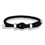 Modern braided cord bracelet with black knot