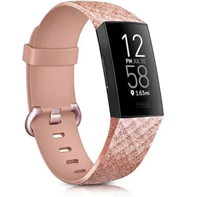 Fitbit Charge 3 & Charge 4 Watch Strap rose gold glitter