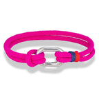 Braided rope nautical bracelet with knot for men or women, dark pink