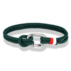 Braided rope nautical bracelet with knot for men or women, green