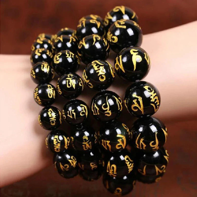 Black Buddhist Amulet ID Bracelet