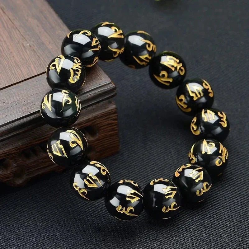 Black Buddhist Amulet ID Bracelet