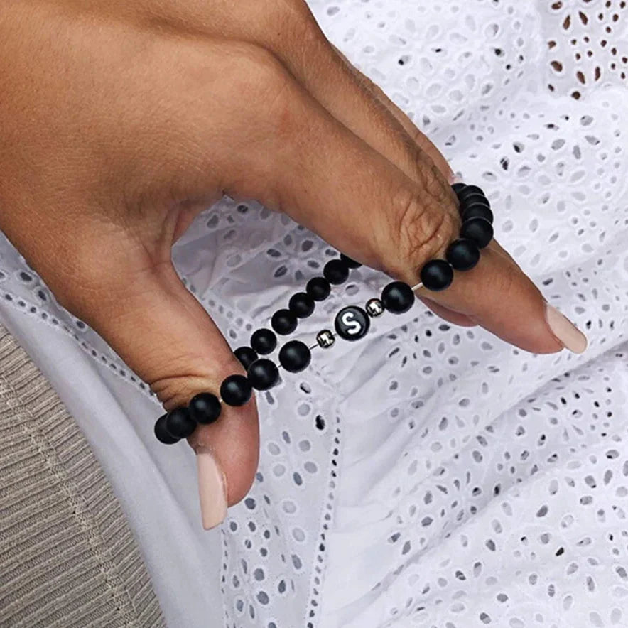 Black initial bracelet