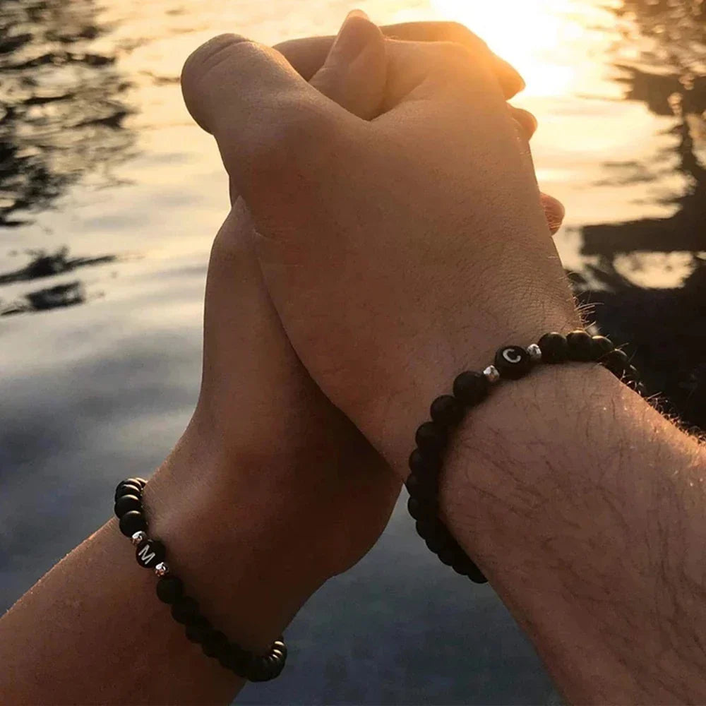 Black initial bracelet c