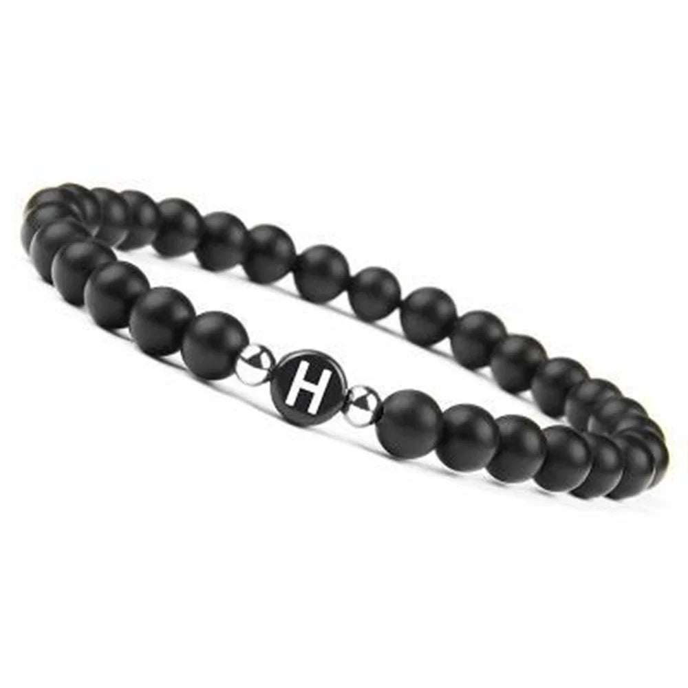 Black initial bracelet h