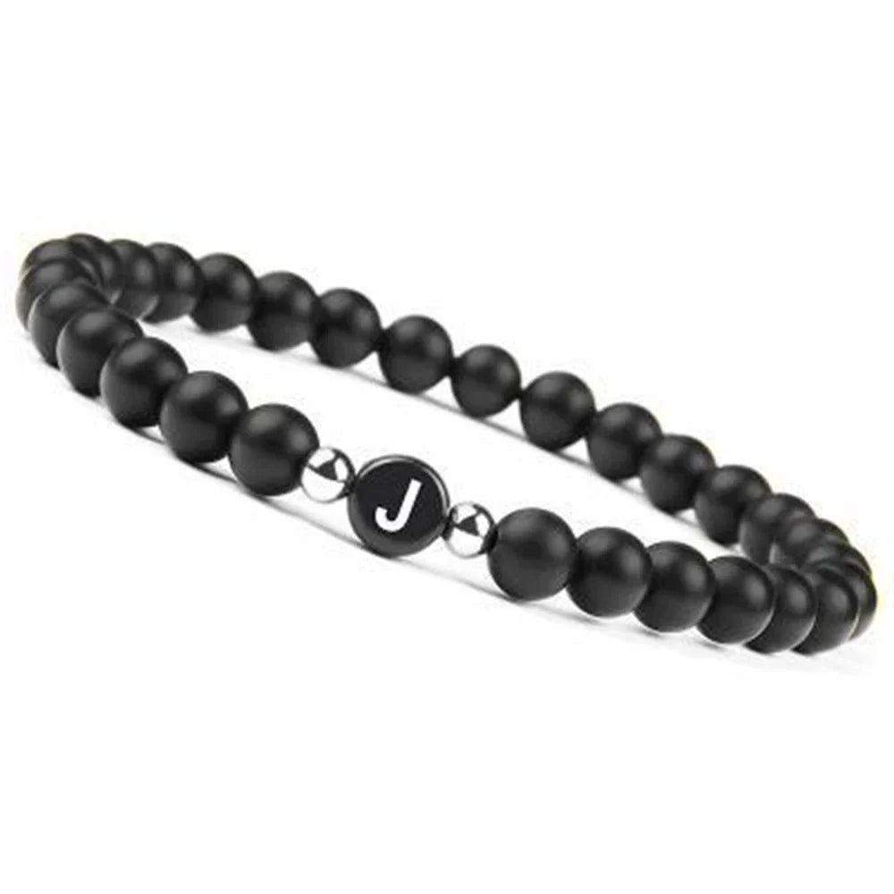 Black initial bracelet j