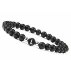 Black initial bracelet l