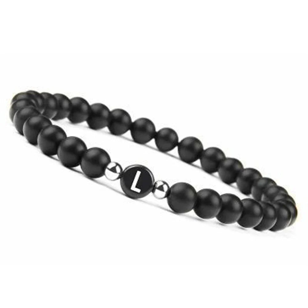 Black initial bracelet l