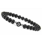 Black initial bracelet u