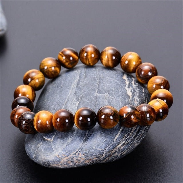 Tiger Eye Chain Bracelet Men Women Protection against Negative Energies, Relaxation, Stress Reduction